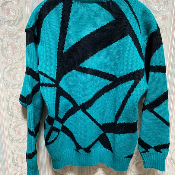VTG 80s Ski Sweater Marceau Sports Pullover Abstract Drop Shoulder Retro - Picture 7 of 16